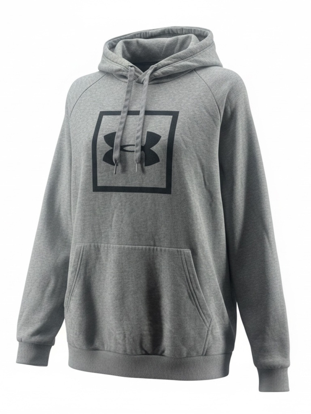 Under Armour men’s Gray Pullover Hoodie with Black Logo size XL